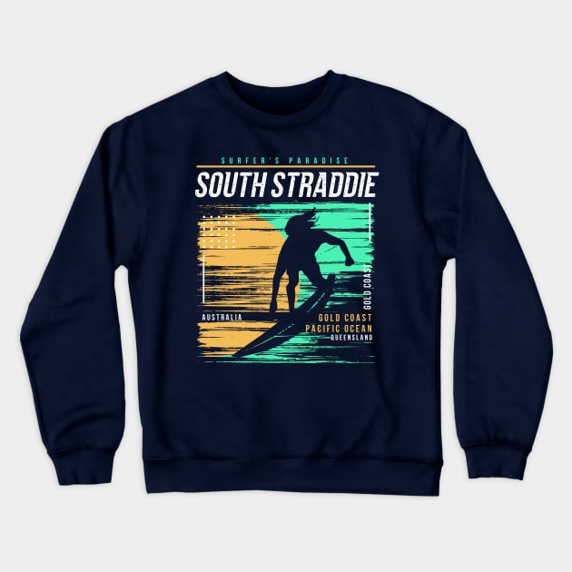 Retro Surfing South Straddie Gold Coast Australia // Vintage Surfer Beach // Surfer's Paradise Crewneck Sweatshirt by Now Boarding